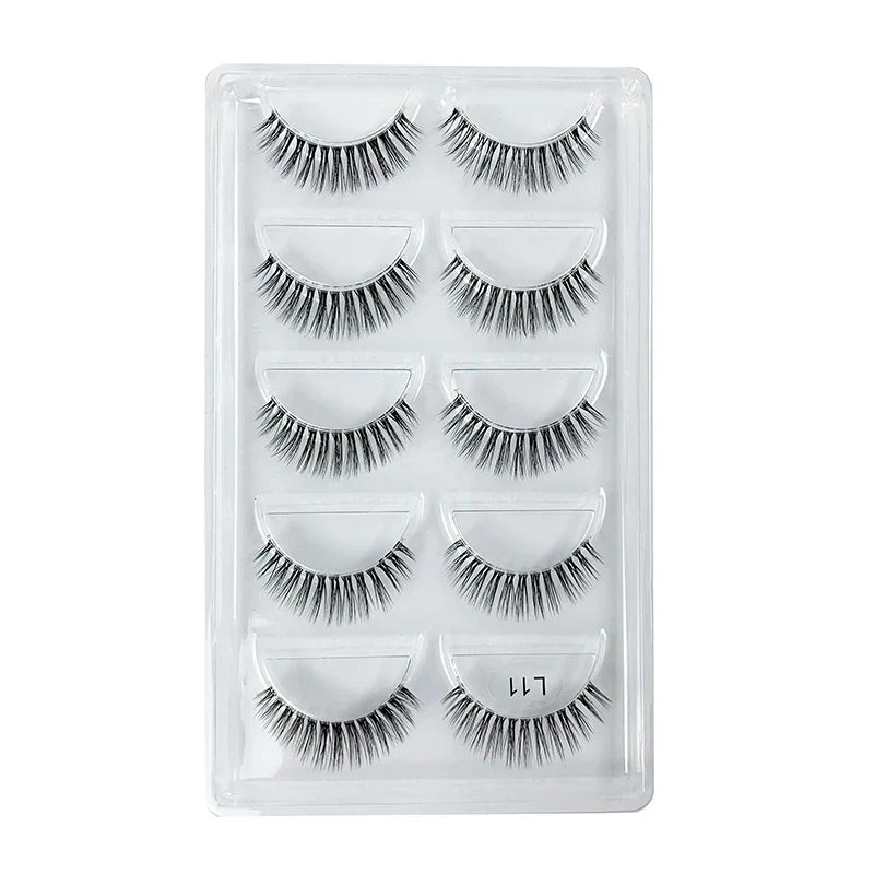 5 Pairs Manga Style Cosplay False Eyelashes – Soft Natural Short Mink Strip Lashes with Clear Band