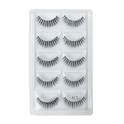 5 Pairs Manga Style Cosplay False Eyelashes – Soft Natural Short Mink Strip Lashes with Clear Band