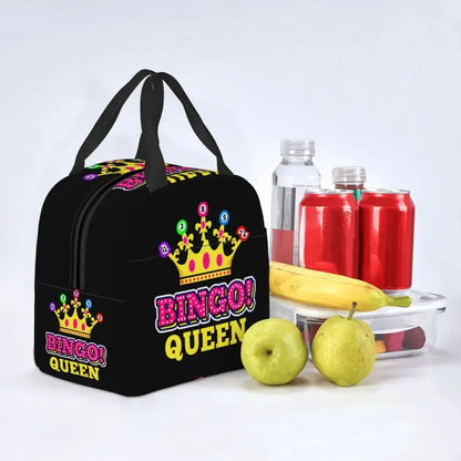 Bingo Queen Insulated Lunch Bag - Waterproof Thermal Cooler Tote for Work, Office & Picnics
