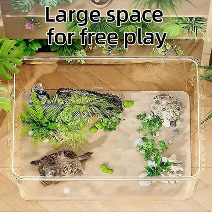 Transparent Desktop Aquarium Fish Tank - Creative Rectangular Home & Office Decor Tank for Small Fish