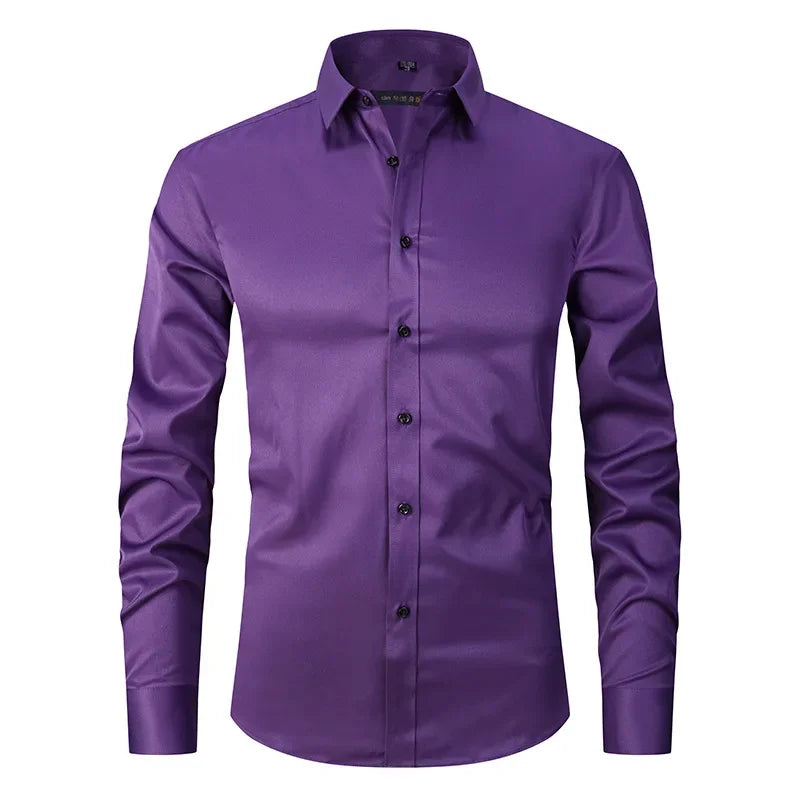 Men’s Slim Fit Dress Shirt - Long Sleeve Business Casual Formal Shirt for Spring Office & Elegant Wear