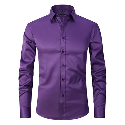 Men’s Slim Fit Dress Shirt - Long Sleeve Business Casual Formal Shirt for Spring Office & Elegant Wear