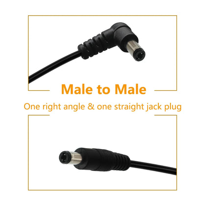 5pcs DC Power Cable 5.5x2.1mm - Guitar Effect Pedal Connector Cord 24AWG Patch Cable for Pedal Power Supply