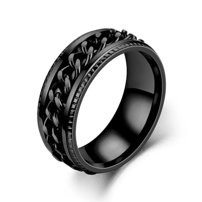 Titanium Steel Spinner Chain Ring - Rotatable Decompression Ring with Bottle Opener Design for Men & Women