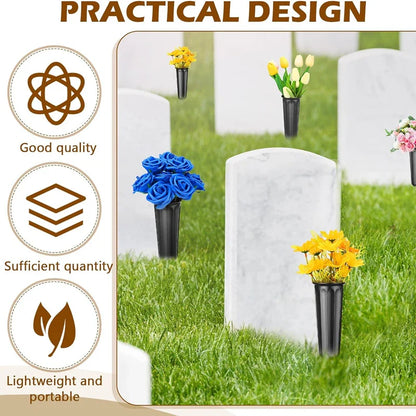 2/1PC Cemetery Vase with Spikes – Plastic Floral Vase Holder for Gravestone, Outdoor Flower Marker Decorations for Graves