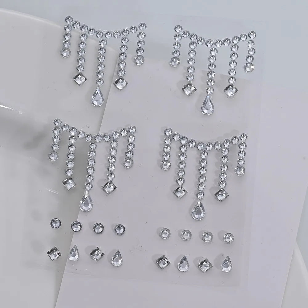 3D Holographic Teardrop Rhinestone Stickers - Self-Adhesive Crystal Diamond Face, Eye & Hair Decoration Tattoos