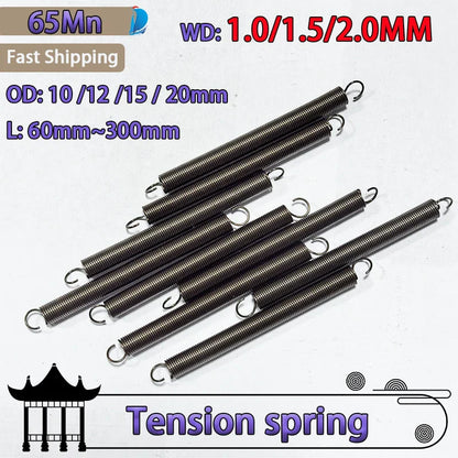 Strong Extended Tension Springs — Open Hook Wire Spring 1.0mm, 1.5mm, 2.0mm
