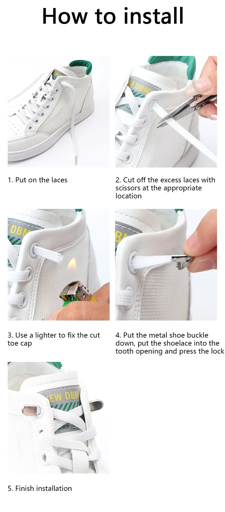 No-Tie Elastic Shoelaces – One Size Fits All Sneakers for Adults & Kids, Flat Tieless Shoestrings