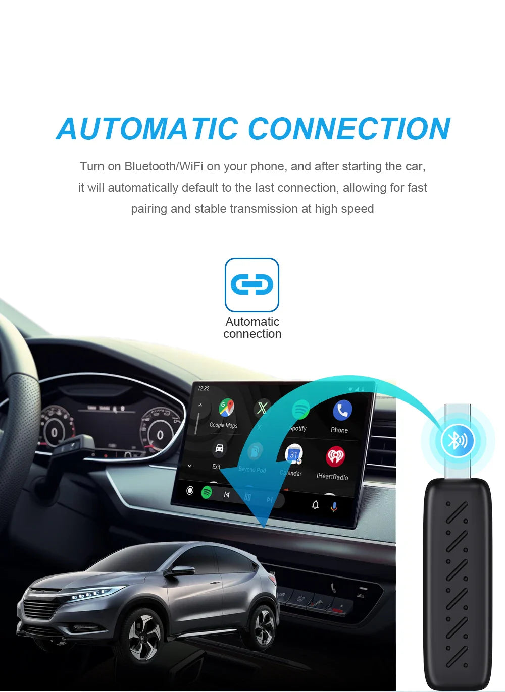 2-in-1 Wired to Wireless CarPlay & Android Auto Adapter – 5GHz WiFi Mini Dongle for 99% of Cars with Original Wired Systems