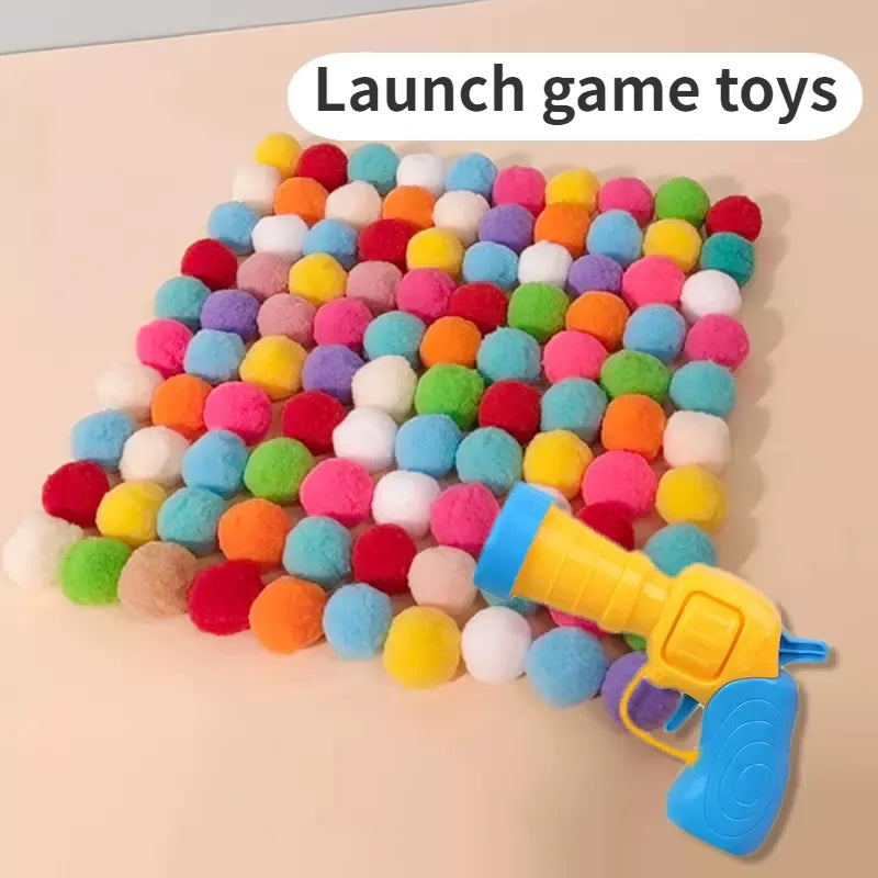 Interactive Cat Toys for Launch Training - Creative Mini Pompoms Games, Stretch Plush Ball Toys for Kittens - Pet Accessories and Cat Supplies