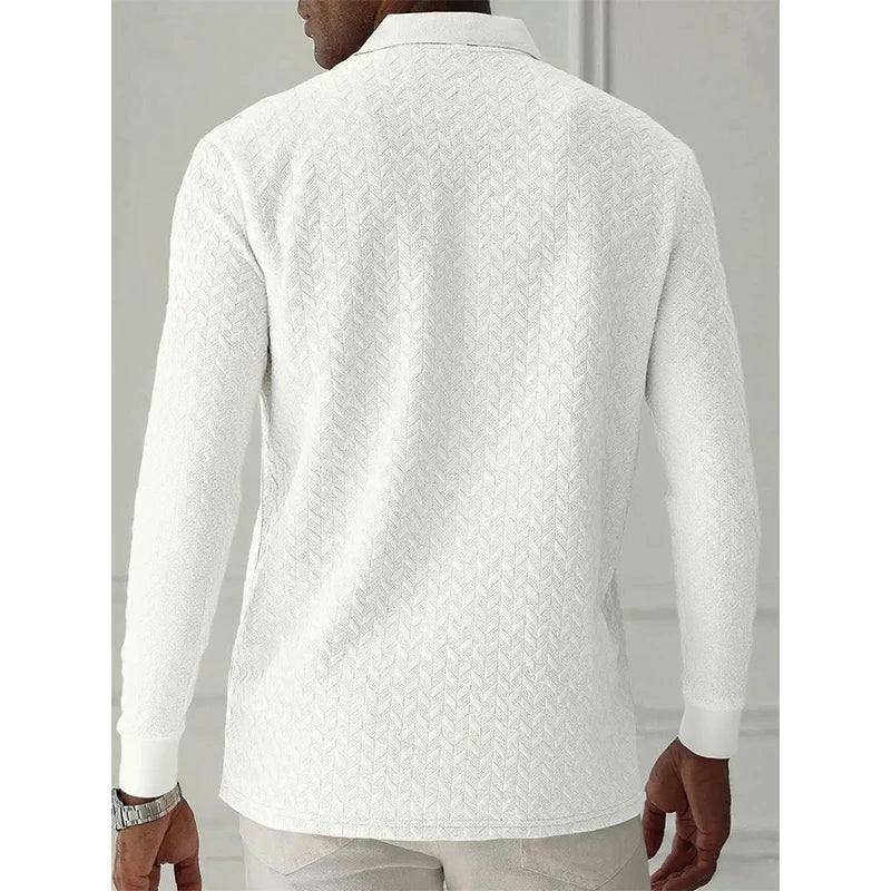Men’s Long Sleeve Polo Shirt - High Quality Business Casual T-Shirt for Office and Fashion Style