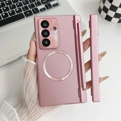 Plated PC Tempered Glass Phone Case - Anti-Fingerprint Drop Protection Cover for Samsung Galaxy Z Fold 7/6/5