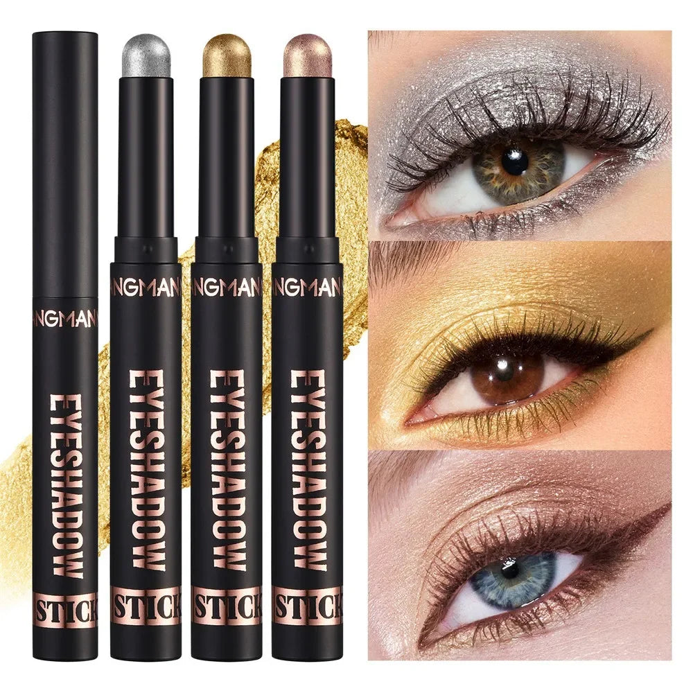 Waterproof Pearlescent Eyeshadow Pencil – 8 Colors, Glitter Shimmer Eye Shadow & Highlighter Pen for Long-Lasting Eye Makeup