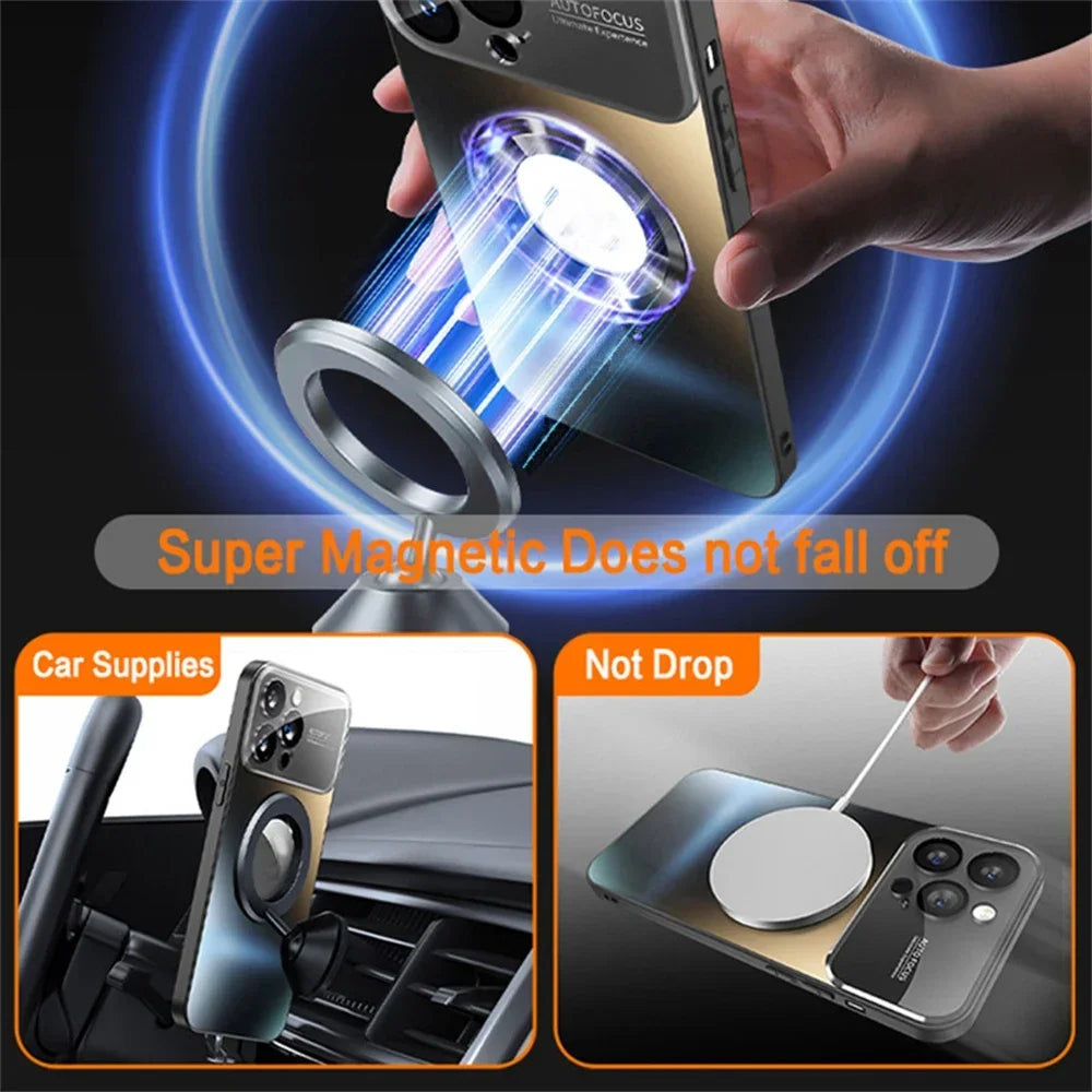 Luxury Titanium Matte Magnetic iPhone Case - MagSafe Compatible Wireless Charging Cover