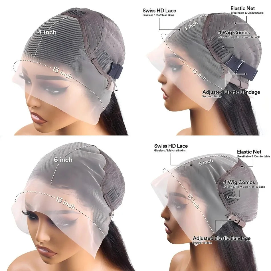 HD Lace Front Wig 13x6 – 40 Inch Deep Wave Human Hair Wig, Pre-Plucked Curly Brazilian Water Wave Lace Frontal Wig