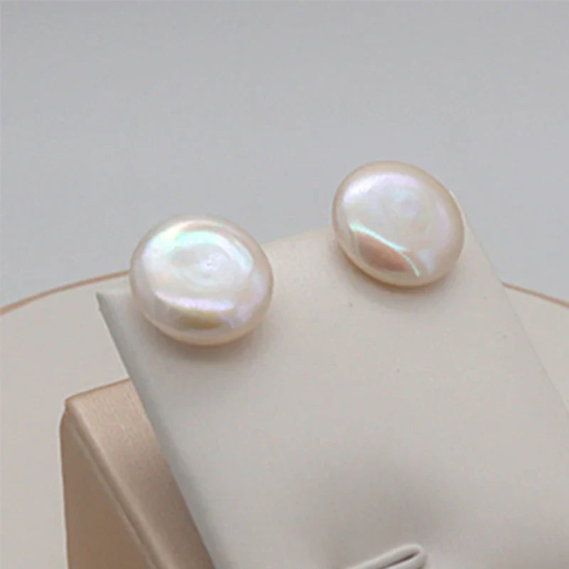 Women's Baroque Freshwater Pearl Stud Earrings with 925 Sterling Silver Posts