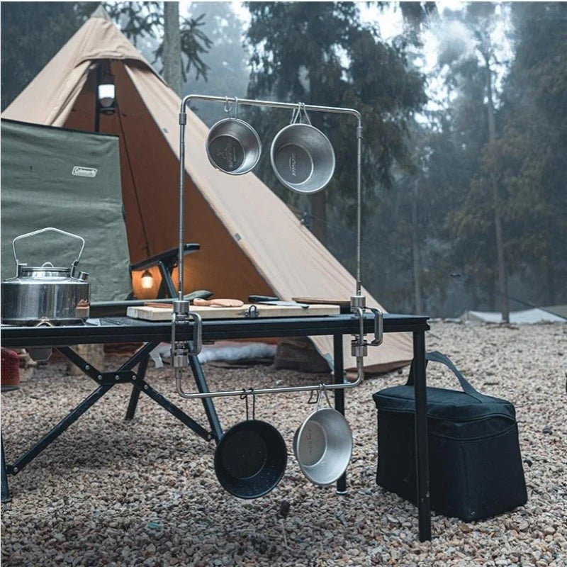 Portable Stainless Steel Light Pole Bracket — Outdoor IGT Table Supply and Desktop Mount Camping Table Accessory