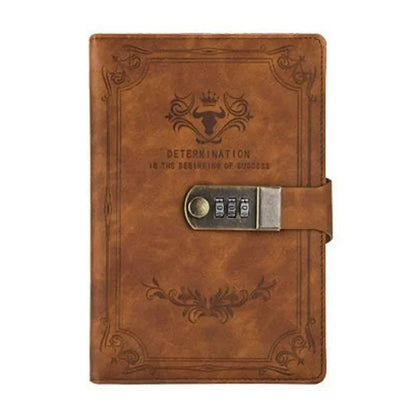 A5 Retro Password Book with Lock – 200 Pages Thick Creative Diary & Student Notepad Notebook