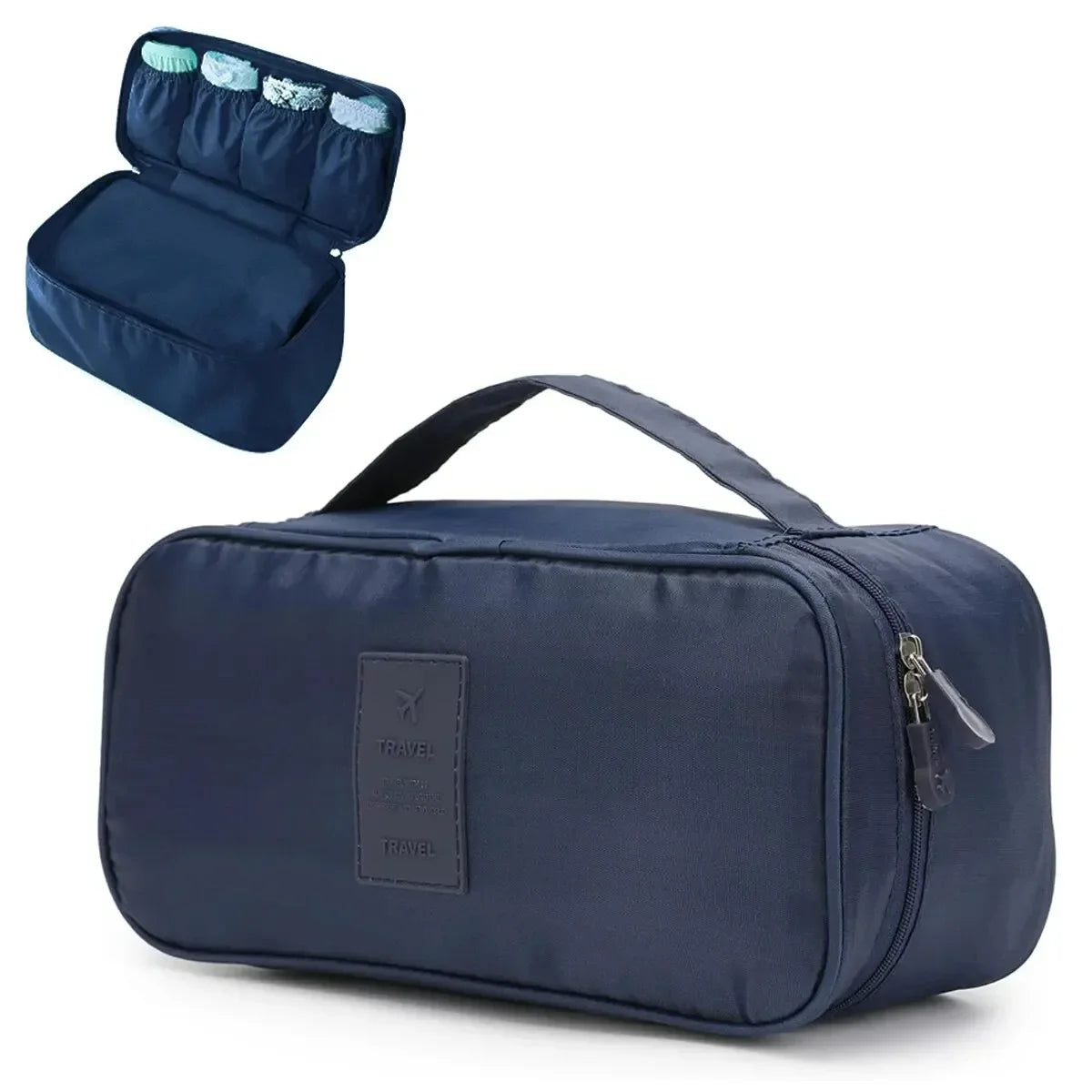 Portable Travel Organizer Bag - Multi-Function Bra Underwear Storage Case and Cosmetic Toiletry Pouch for Outdoor Trips