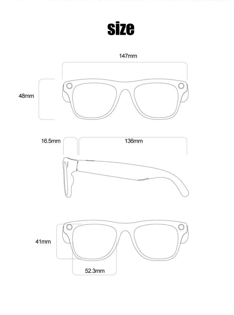 OPPO AI Smart Glasses — Ultra-Clear Camera, Touch Control, Bluetooth Calling, Video & Music Player Sport Sunglasses