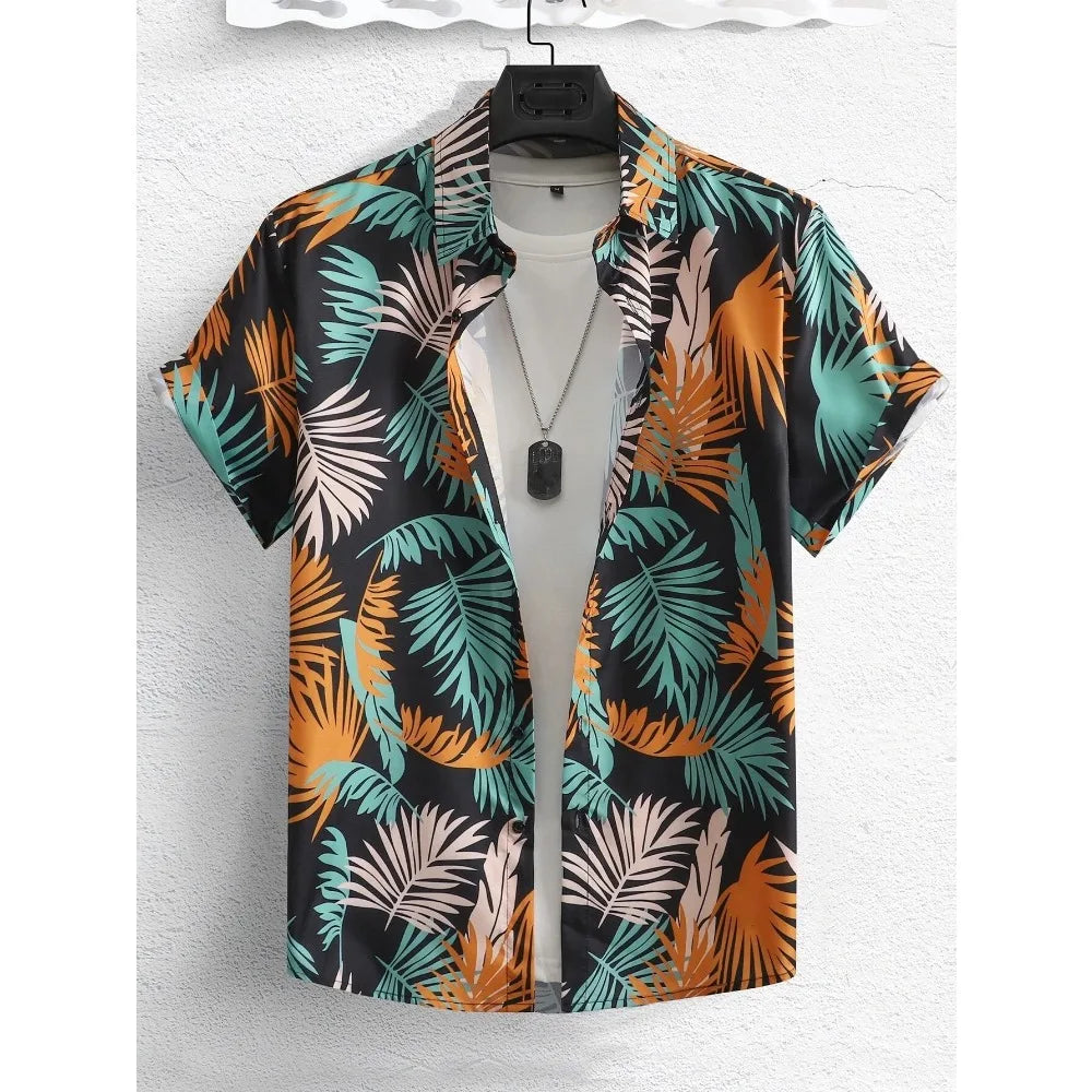 Men’s Hawaiian Print Shirt - Casual Slim Fit Beach Shirt with Vintage Oversized Style