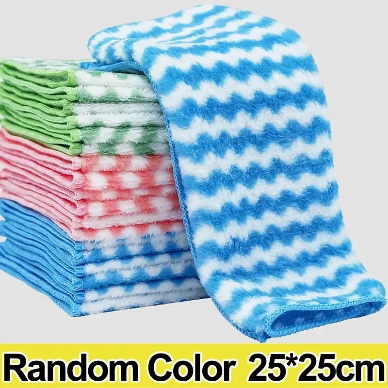5/10/20pcs Light Gray Kitchen Towels – Ultra-Fine Fiber Cleaning Cloths, Soft, Absorbent & Stain-Removing Set