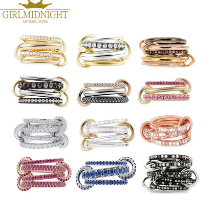 2026 Spinelli Stacking Rings - Iced Out 5A CZ Micro Pave Multi-Piece Engagement Finger Jewelry Set for Women