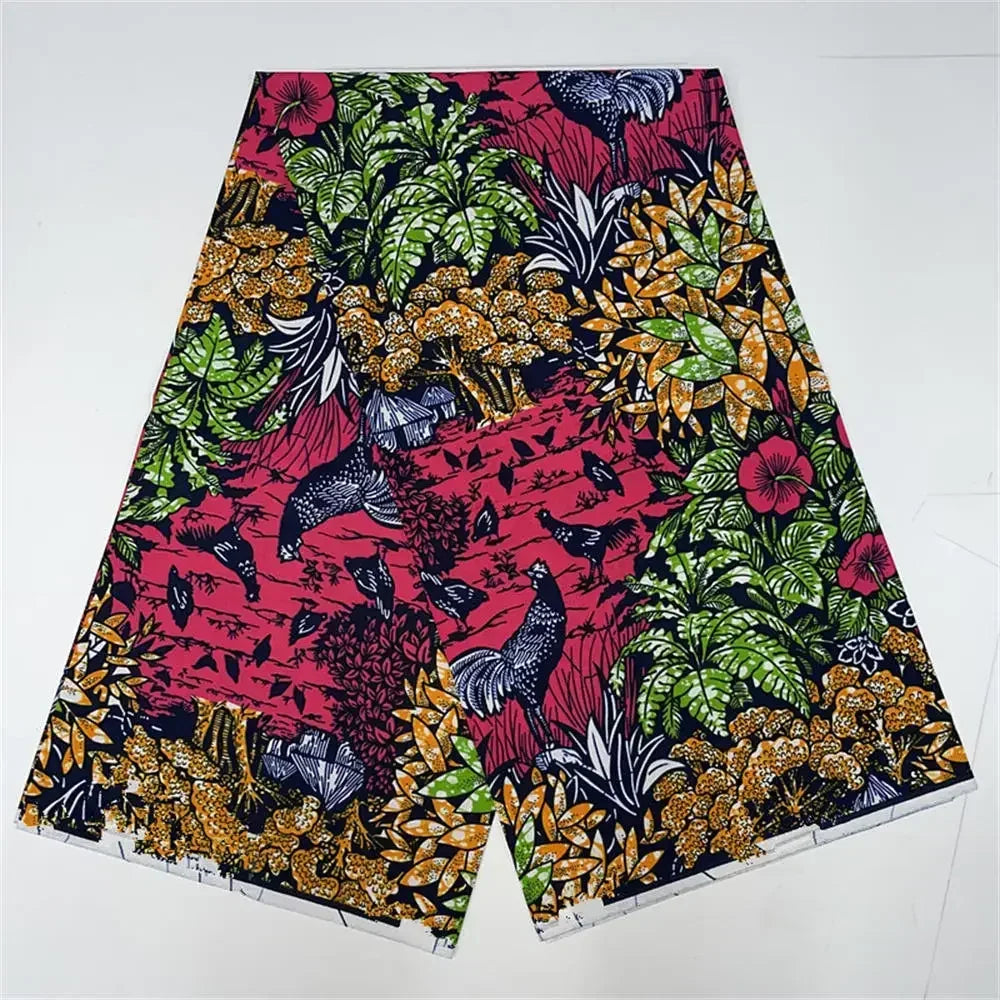 African Wax Print Fabric 6 Yards - Ghana Kente Design Ankara Kitenge Pagne