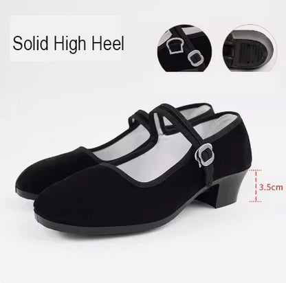 Girls’ & Women’s Dance Shoes - Black Cloth Ethnic Dance Shoes for Training, Practice & Grading Exams