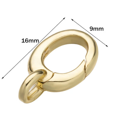 2PCS Gold Filled Oval Clasp - 14K/18K Spring Connector Carabiner for DIY Jewelry Necklace & Bracelet Making