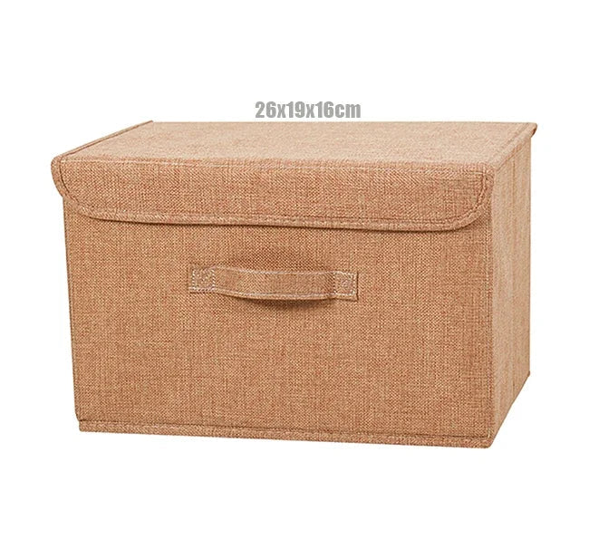 Washable Cotton Linen Folding Storage Box – CD, Toy & Laundry Organizer with Lid