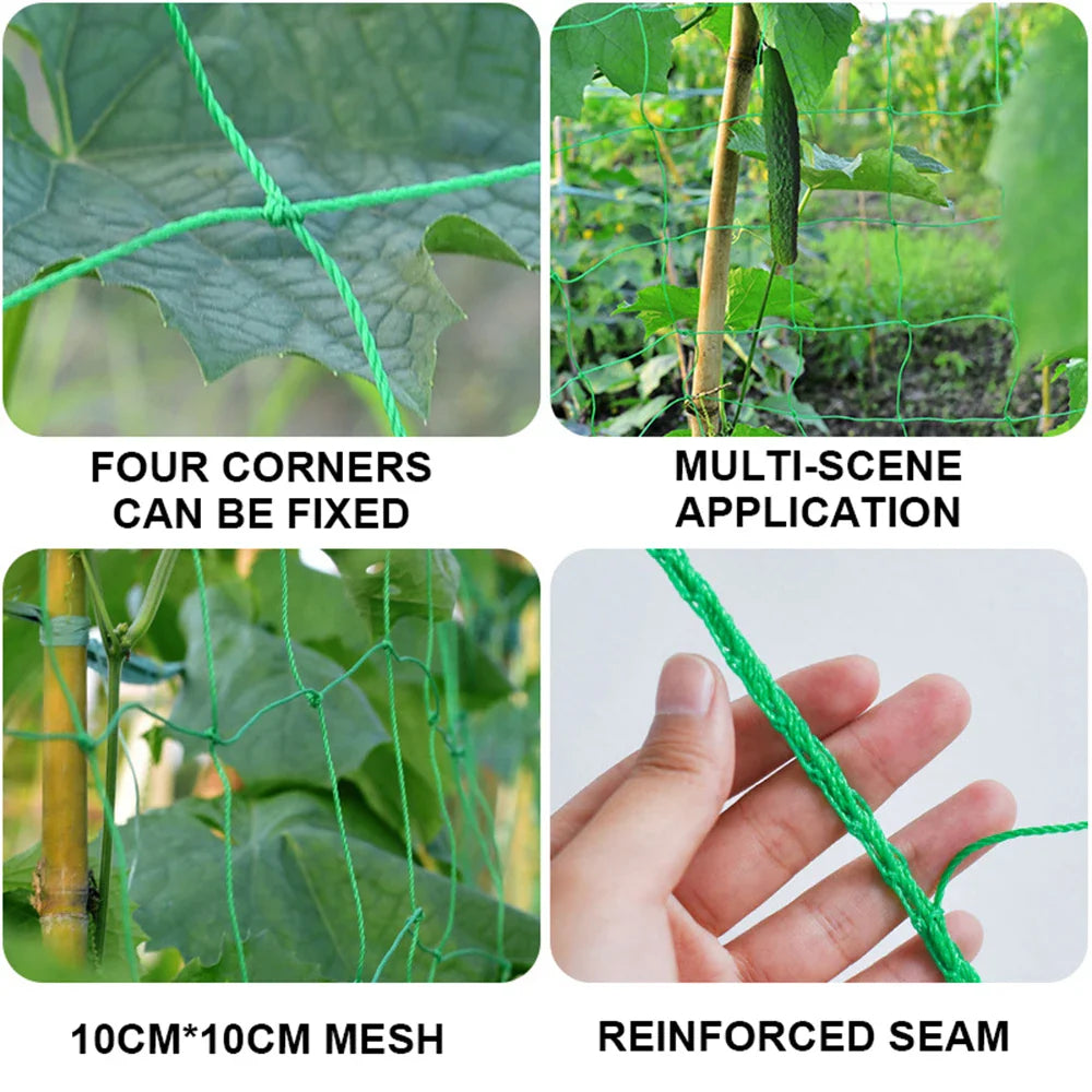High-Quality Nylon Garden Netting - Support for Loofah, Morning Glory, and Vine Plants - Climbing Net for Cucumber Vines - Grow Holder Brackets