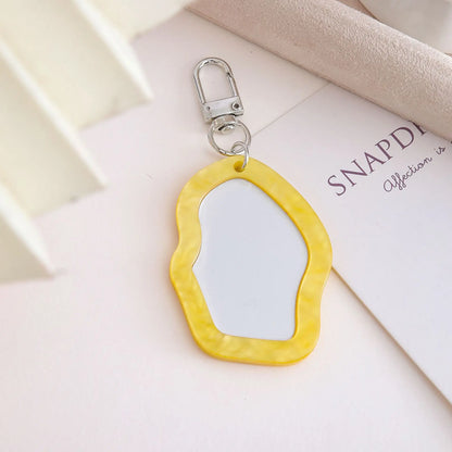 Mini Resin Makeup Mirror Keychain - Irregular Portable Touch-Up Mirror Bag Charm for Purses & Backpacks