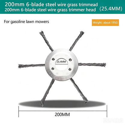 LUSQI Steel Wire Wheel Grass Trimmer Head – 6/7 Inch Universal Brush Cutter Attachment for Weed, Moss & Rust Removal