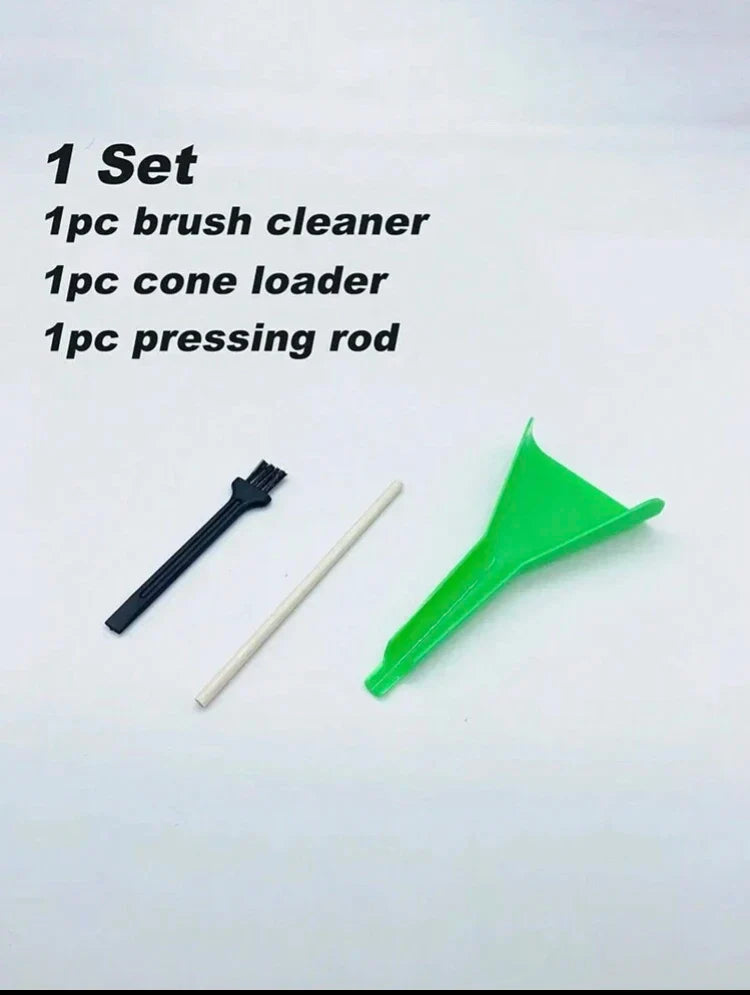Pre-Rolled Cone Loader Set - Tobacco Filling Funnel Tool with Cleaning Brush & Press Rod