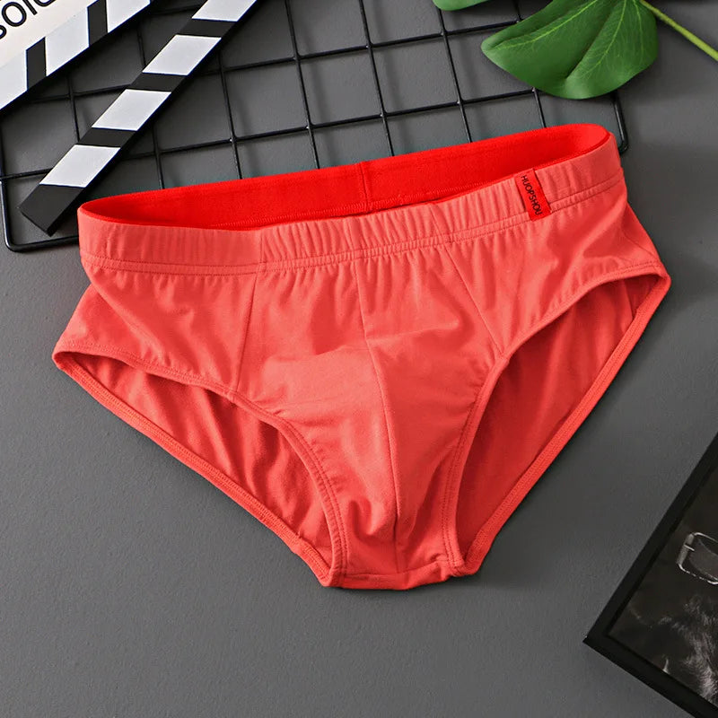 Men’s Cotton Briefs with Convex Pouch – Low Rise Breathable Solid Color Underwear (1/3PCS Pack) Comfortable Youth Fit