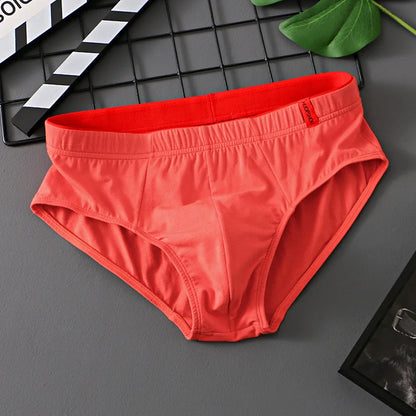 Men’s Cotton Briefs with Convex Pouch – Low Rise Breathable Solid Color Underwear (1/3PCS Pack) Comfortable Youth Fit