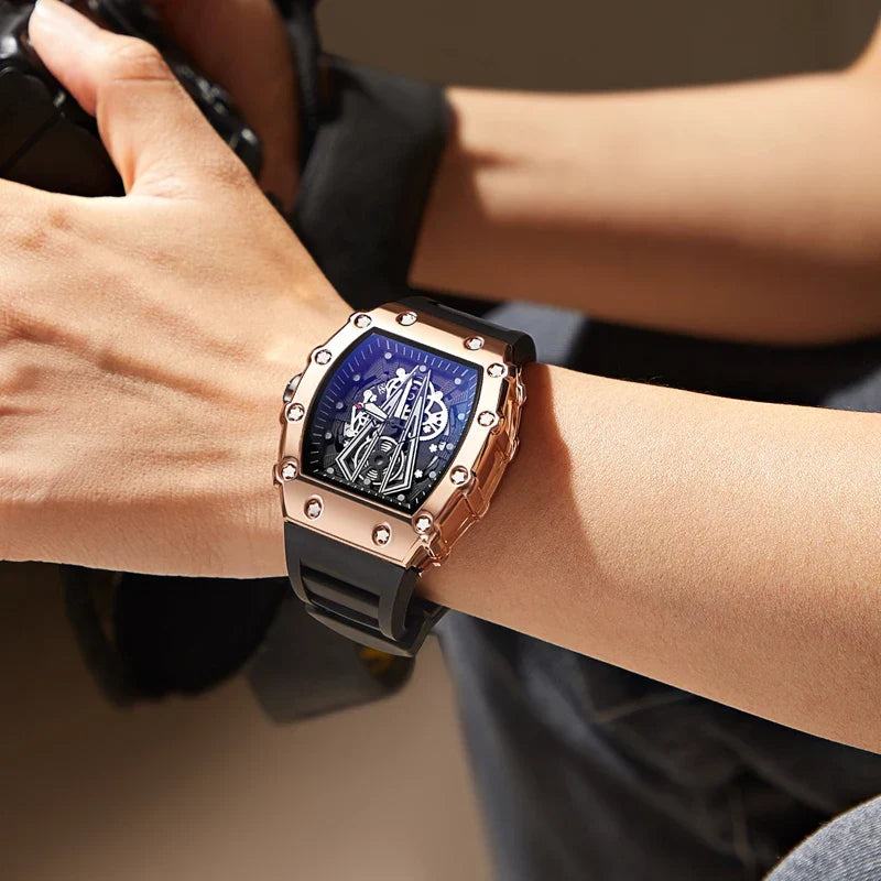 Large Dial Men's Quartz Watch - Waterproof Square Sport Luminous Wristwatch