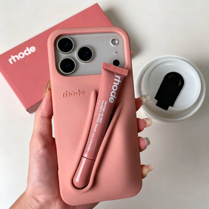 Soft Silicone iPhone Case for 17/16/15/14/13/12/11 Pro Max Plus Air - Lipstick Style Portable Protective Phone Cover