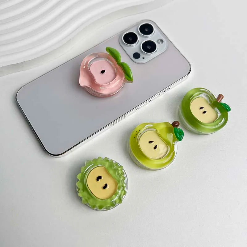 Cute Fruit Phone Holder - Resin Red Apple Foldable Phone Stand & Decorative Socket Grip