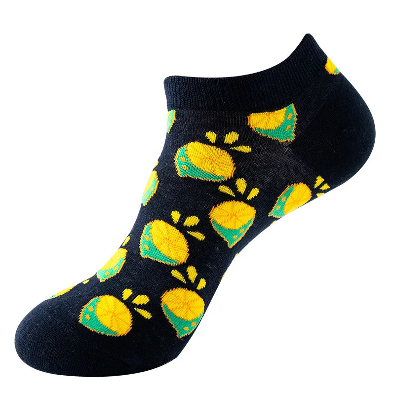 Combed Cotton Ankle Socks for Men & Women - Funny Beer, Fruit & Food Novelty Low Cut Socks (EU 38-43)