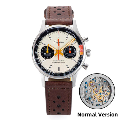 Sugess Pilot Men’s Chronograph Watch — Original ST1901 Mechanical Movement, Sapphire Crystal, Waterproof Racing Strap