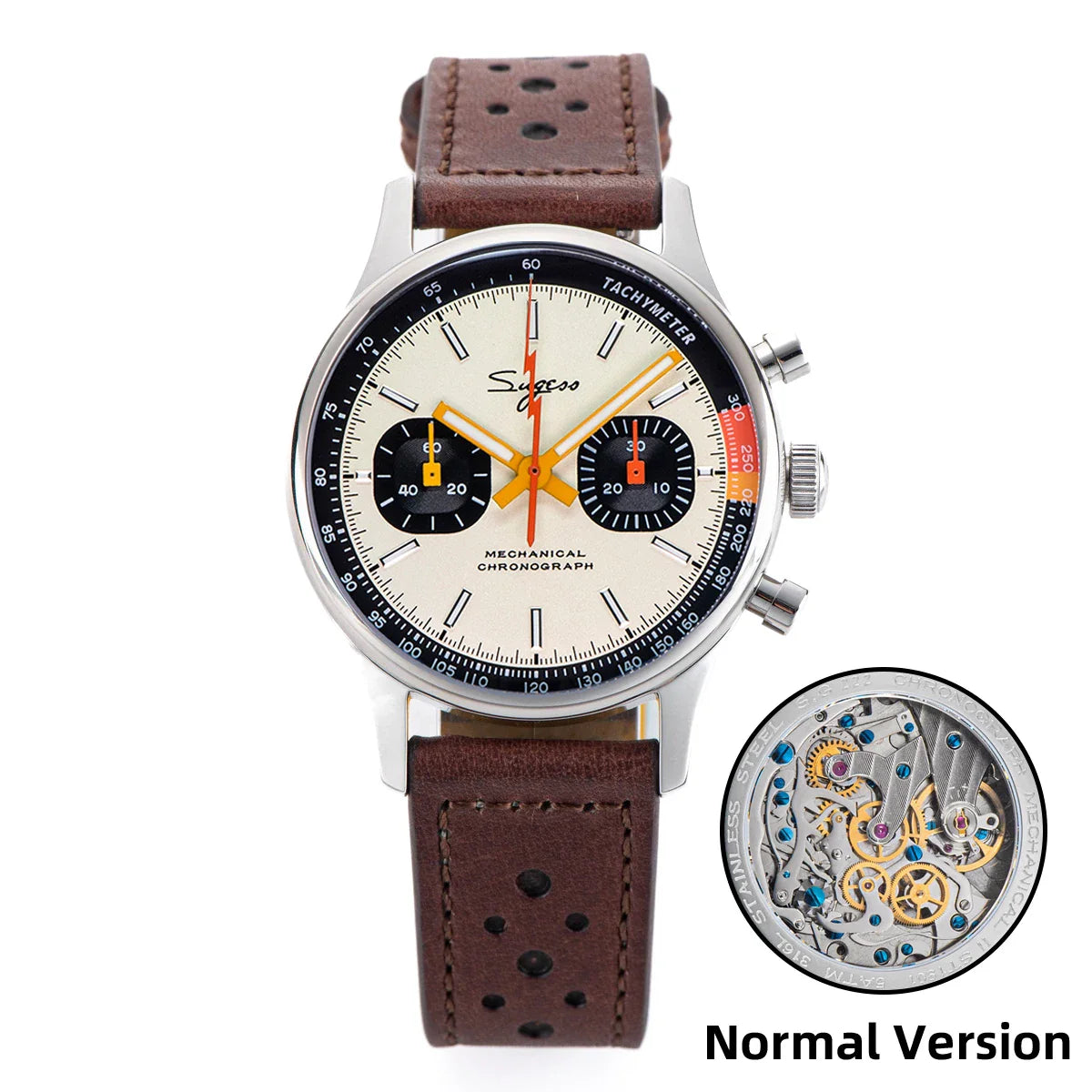 Sugess Men's Chronograph Mechanical Watch – Seagull ST19 Swan Neck Movement with Sapphire Crystal Racing V2