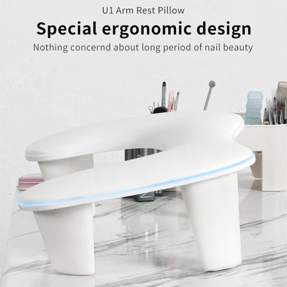 Two Hands Nail Art Hand Pillow - Portable Removable Stand with Tilt Design - Manicure Stand Hand Pillow, PU Material Cushion