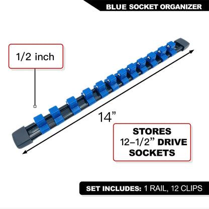 Socket Organizer Set - 1/4 3/8 1/2 Inch Socket Holder Trays for Tool Box Drawers & Storage Rails