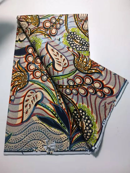 African Golden Glitter Wax Fabric - 6 Yards Ankara Batik Pagne Material for Sewing & Fashion Designs