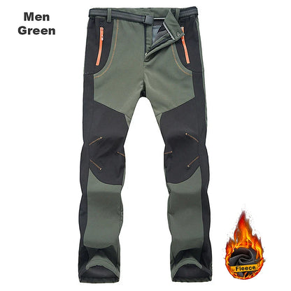 LNGXO Men’s Fleece Hiking Pants – Thick Warm Winter Waterproof & Windproof Soft Shell Ski, Trekking, and Camping Trousers