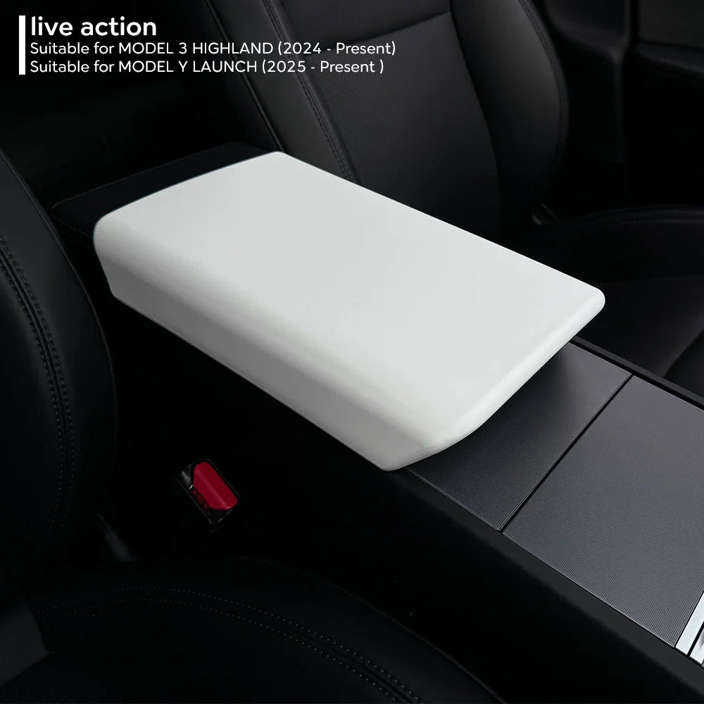 TPE Soft Center Console Armrest Cover – Compatible with Tesla Model Y Launch 2025 & Model 3 Highland 2024 Accessories