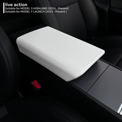 TPE Soft Center Console Armrest Cover – Compatible with Tesla Model Y Launch 2025 & Model 3 Highland 2024 Accessories