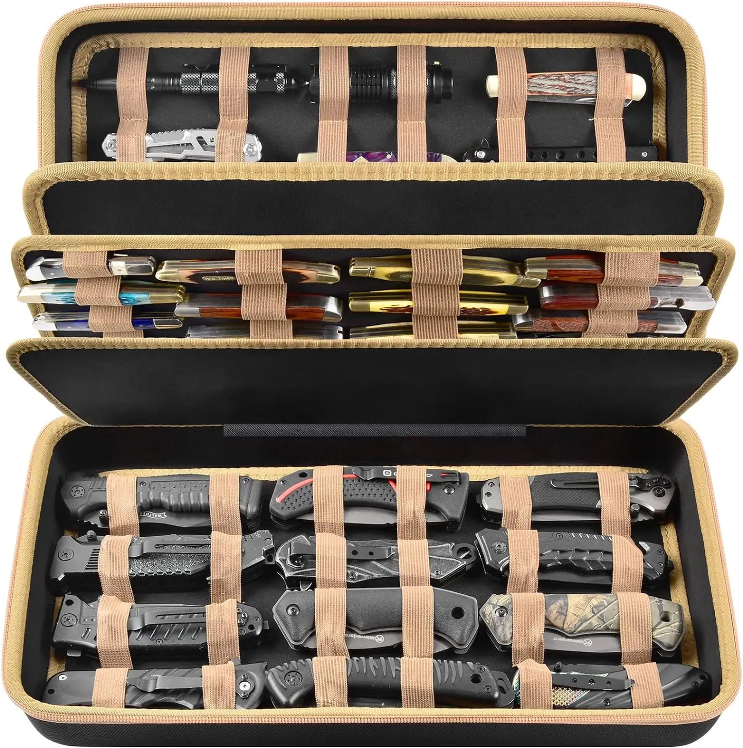 Knife Display Case – Storage Box for 66+ Pocket Knives & Butterfly Knives